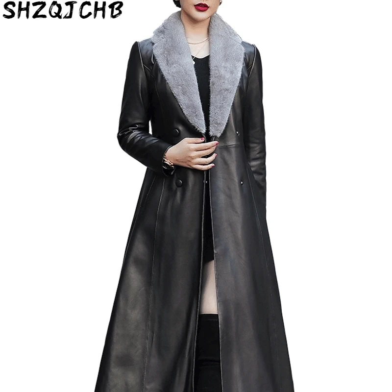

JCHB 2021 Real Leather Jacket Women Winter Sheepskin Coat female Mink Fur Collar 90% White Duck Down Jackets Parka Mujer Chaquet