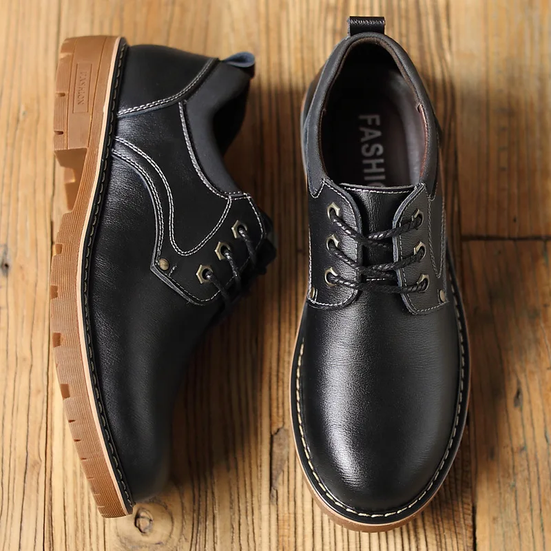 

2019 Autumn New Men Martens Leather Shoes Brogue Casual safety shoes Men Genuine Leather Shoes Work Business Casual Sneakers