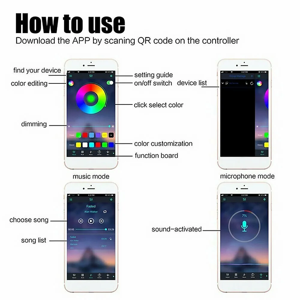 Водонепроницаемая светодиодная лента RGB с контроллером Bluetooth светильник SMD 5050