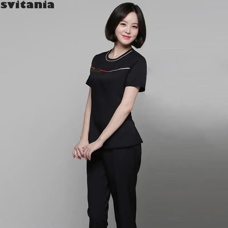 Embroidery Work Clothes Pants Set Beauty Salon Beautician Spa Foot Bath Technician Uniform |