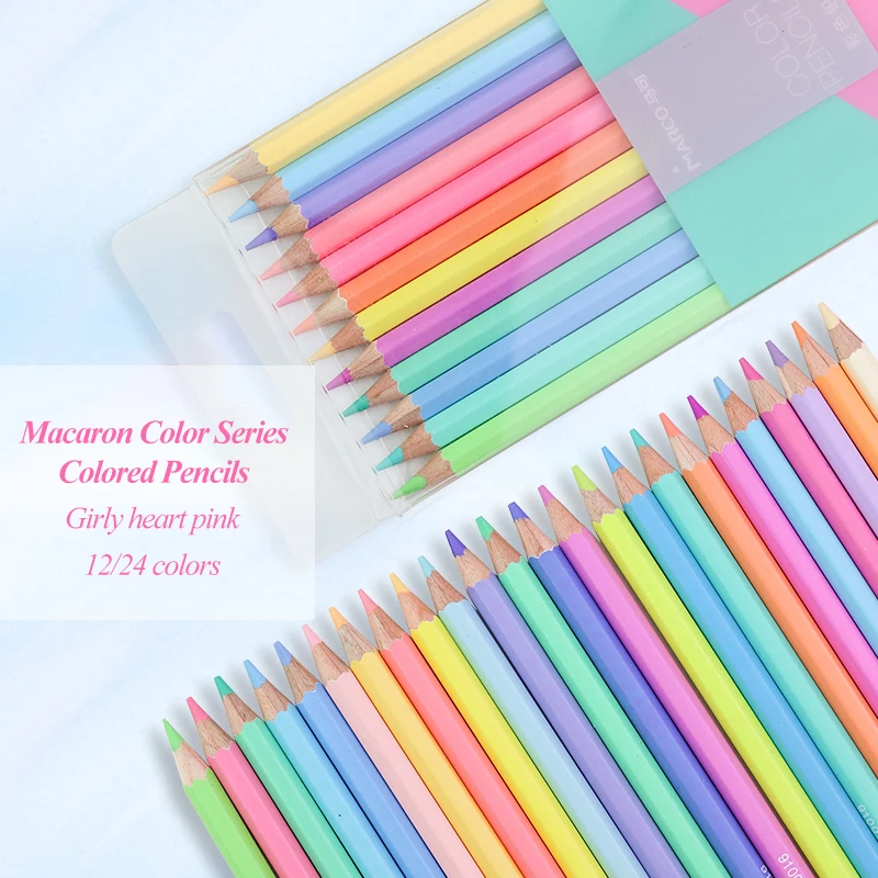 

Marco 12/24 Colors Pencils Painting Pencil Non-toxic Color Pencil for School kids 9100 Macaron Series