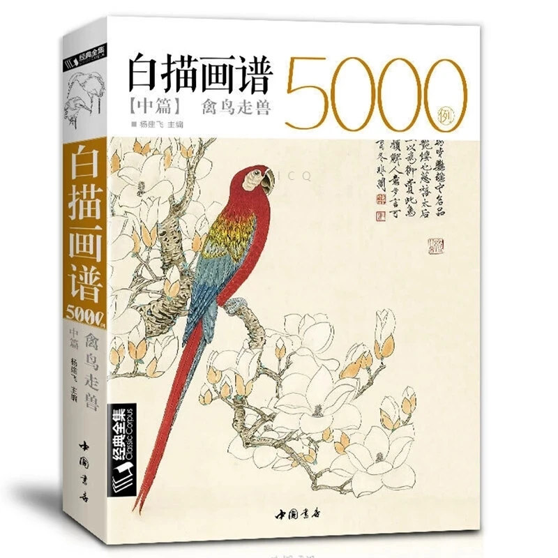 

5000 Chinese Line Drawings Collection Book II Bird&Beast Coloring Book for Adults Art Reference Book 16K