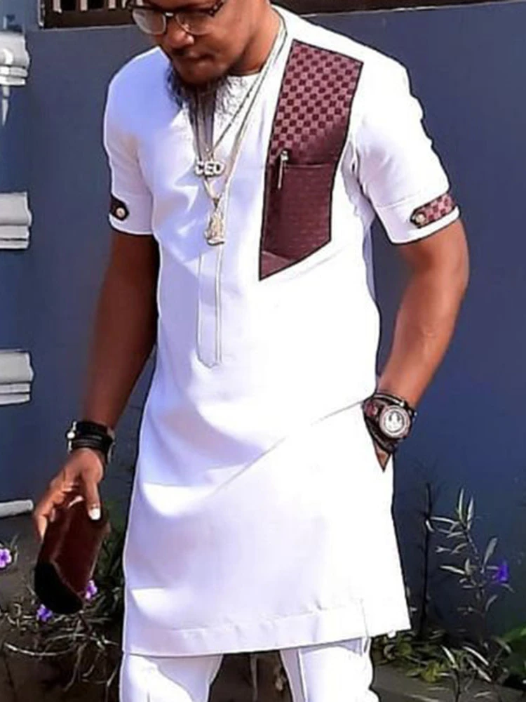 Muslim Fashion Men's Shirt 2021 Polyester Adult Regular Wide Cloth Full Casual Home Four Seasons European Clothing  Kurta Men