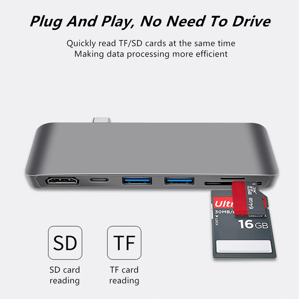 USB концентратор 6 в 1 Type C для MacBook Pro/Air быстрая зарядка 4K HDMI 3 0|USB-хабы| |