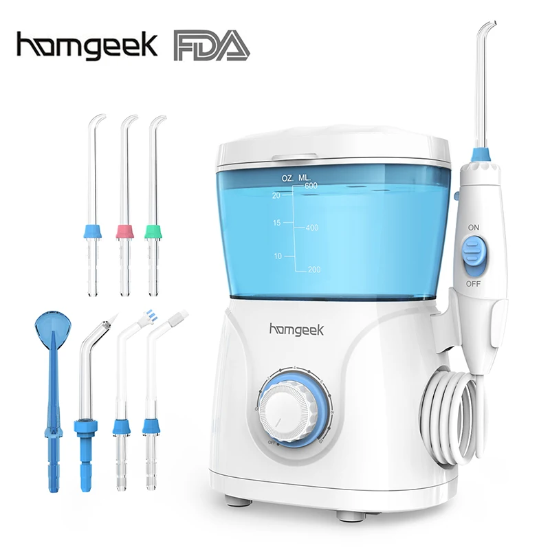 

Homgeek Oral Irrigator 600ml Water Flosser Irrigator Dental Hygiene for Teeth Cleaning Dental Water Pick Irrigators Flossing