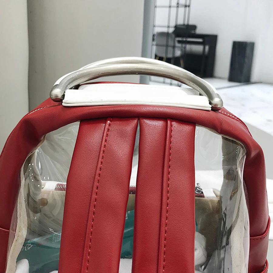 Прозрачный рюкзак желейного леденцового цвета с буквенным принтом школьный для девочек подростков Кожаная