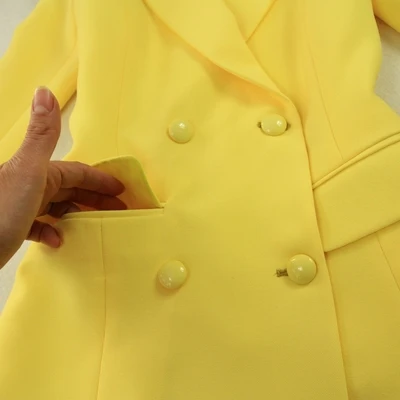 

fall Fashion suit suit female size New high-quality yellow Leisure double-breasted suit high waist wide leg pants Set
