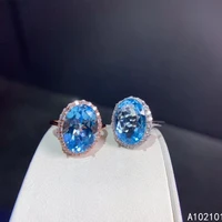 kjjeaxcmy fine jewelry s925 sterling silver inlaid natural blue topaz girl classic ring support test chinese style with box