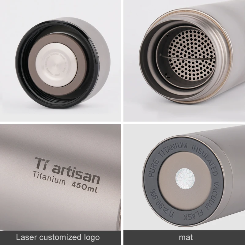 Tiartisan чистая титановая портативная чашка для воды 450 мл чайная Кофейная Кружка
