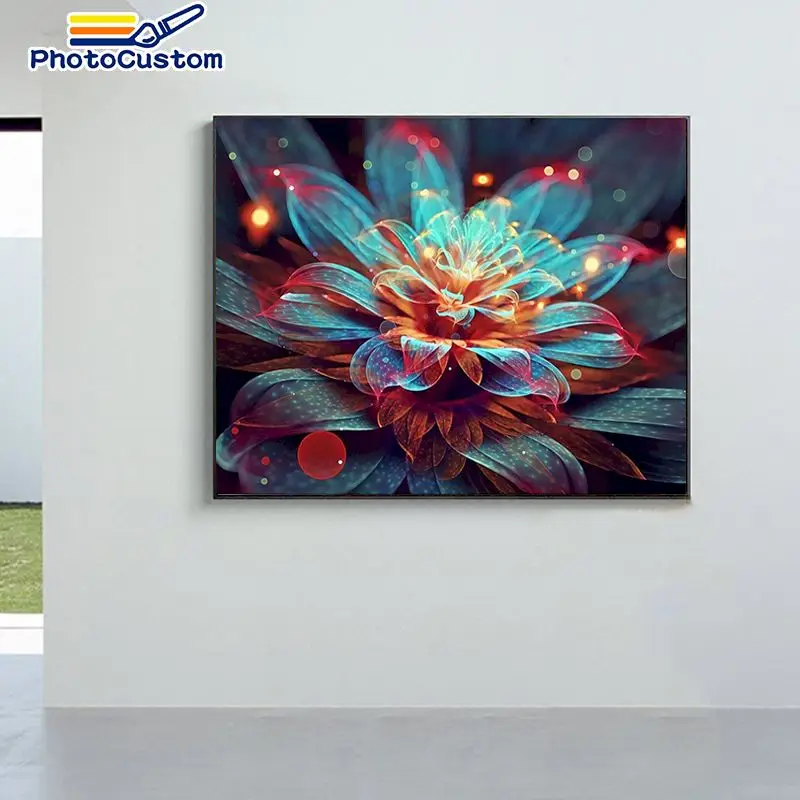 

PhotoCustom Frame Diy Painting By Numbers Flowers Kits Picture By Numbers For Home Decors Artwork 60x75cm Wall Art