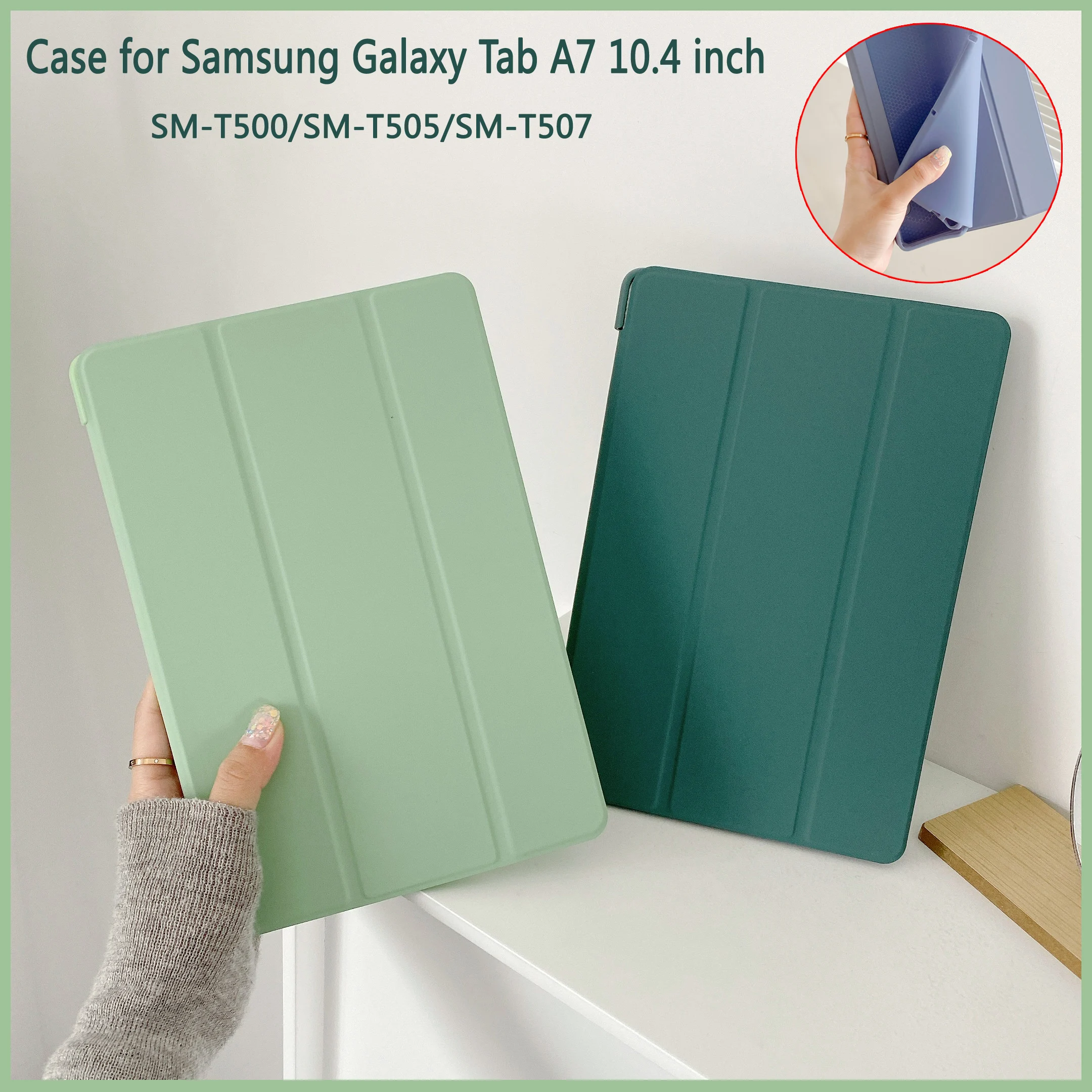 

Case for Samsung Galaxy Tab A7 10.4 inch 2020 SM-T500 T505 Tablet Adjustable Folding Stand Cover Smart Sleep Wake TPU soft shell