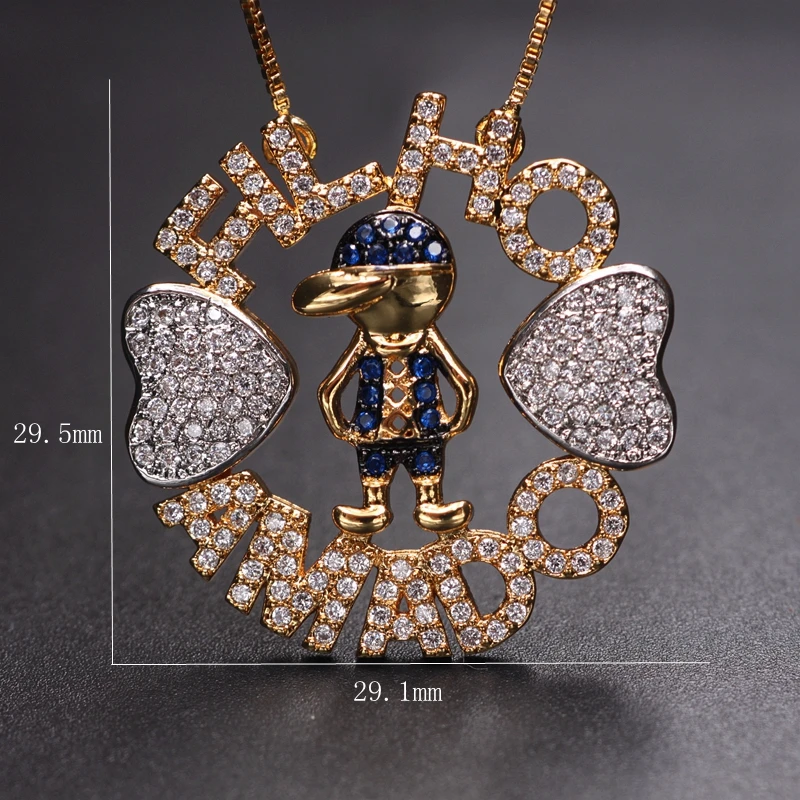 Цветное ожерелье с подвеской для мальчиков и девочек кубическим цирконием