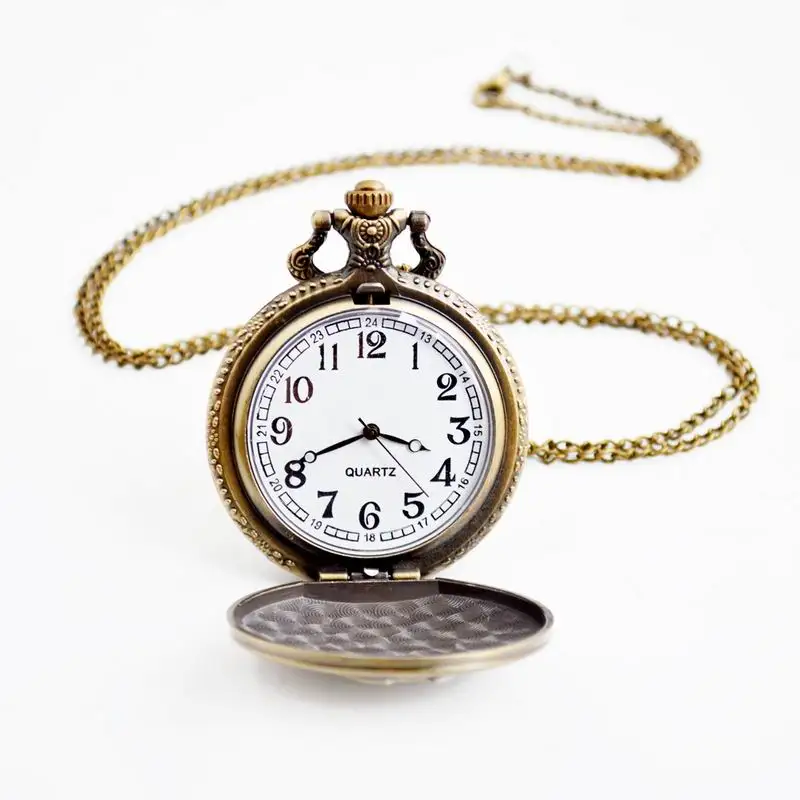 

Vintage Alloy Stainless Steel Fashion Bronze Gifts Three Horses Hollowed Chain Pocket Watch Decoration Unisex Women Men