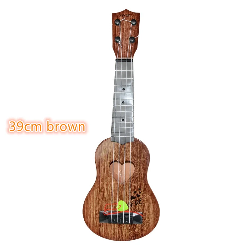 brown-39cm 39 см/44 см мини-укулеле игрушечная гитара Детские Классические игрушки Симпатичные Хлопушка образовательные игрушки развитие детей подарок на день рождения - Цвет: brown-39cm