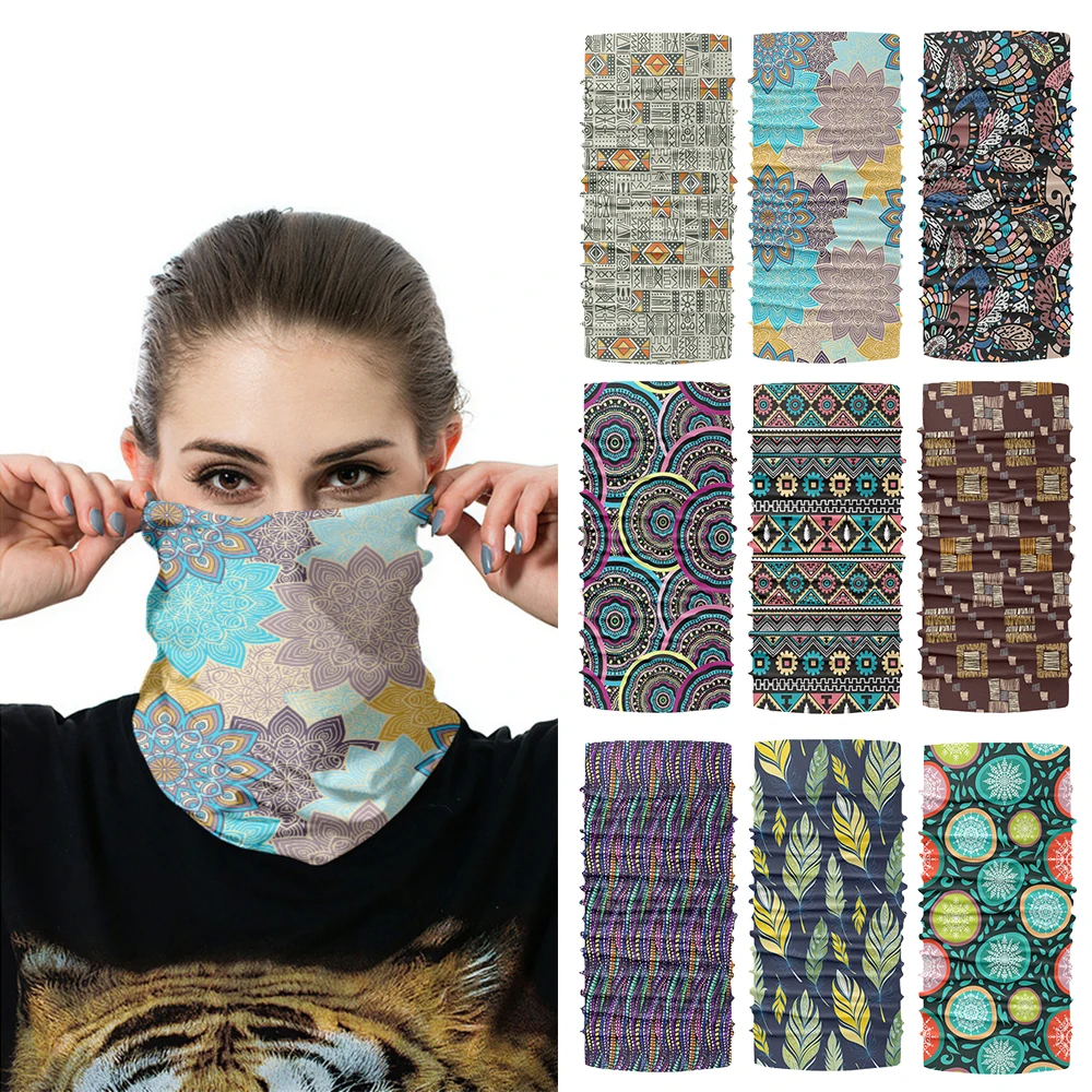 Multifunktionale Nahtlose Magie Schal Bohemian Ethnischen Stil Buff Outdoor Wandern Radfahren Gesicht Abdeckung Bandana Weibliche Mode Schals