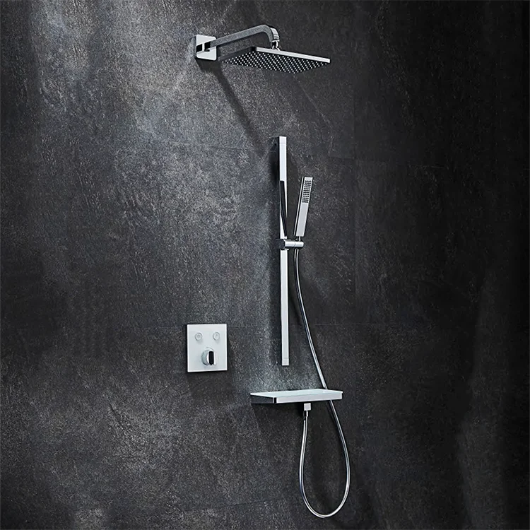 

Contemporary Press Button Wall Mount Bathtub Shower Faucet