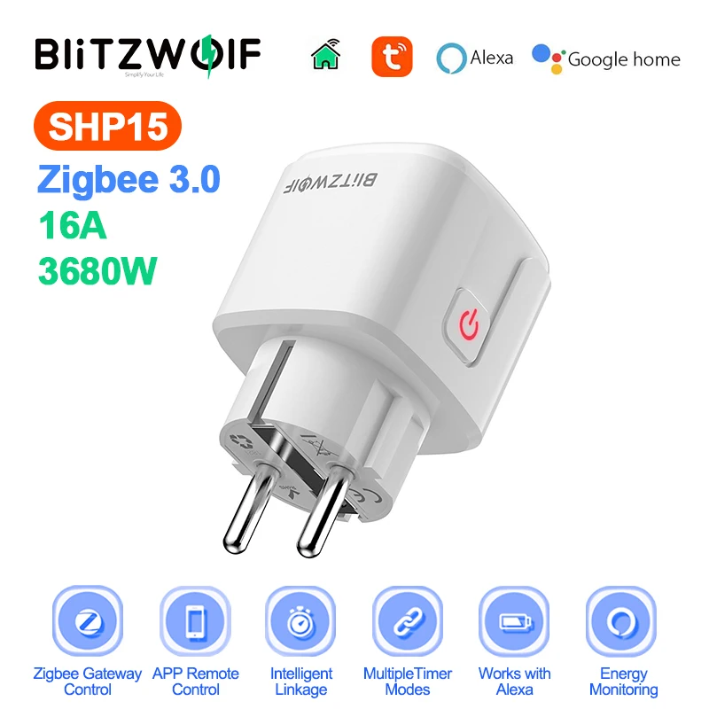 BlitzWolf Zigbee 3 0 16A 3680W Smart Plug Беспроводная розетка с вилкой европейского стандарта APP