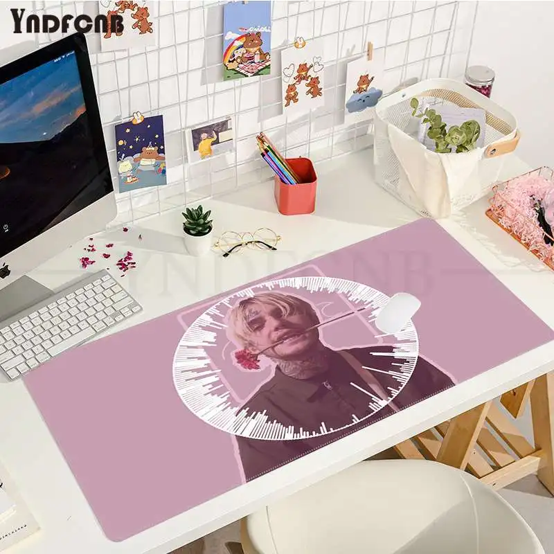 

Lil Peep In Stocked Customized laptop Gaming mouse pad Size for large Edge Locking Speed Version Game Keyboard Pad