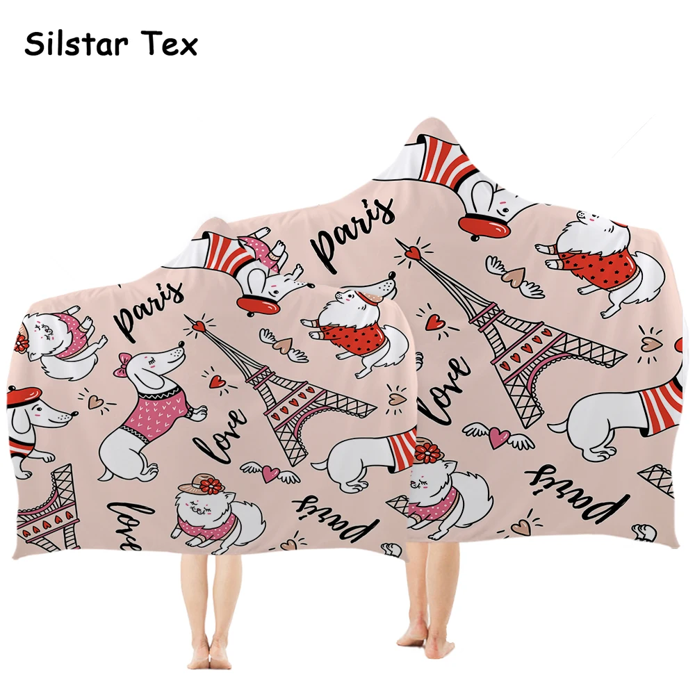 

Silstar Tex Cute Hippie Pug Hooded Hood Towels Tower pink Bath Towel For Boy Girl Kids Soft Cloak 2 Size