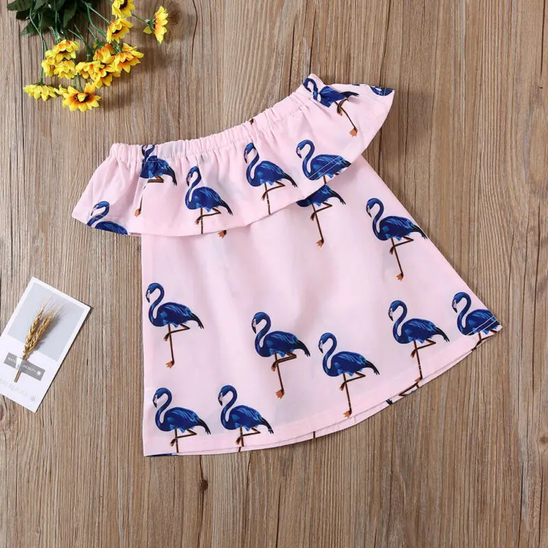 2020 Детская летняя одежда для новорожденных детей вечерние платья с фламинго