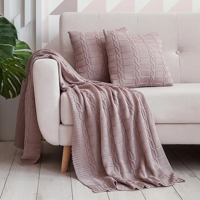 COZY плед 130x180 150x200 и 2 подушки Delicatex набор пыльно розовый|Шаль| |