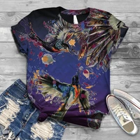 ladies t shirts cute painted creative birds pure cotton t shirts 2022 new cute cartoon animals soft and comfortable to wear
