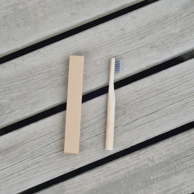 Органическая детская зубная щетка круглая ручка для веганов бамбуковый уголь