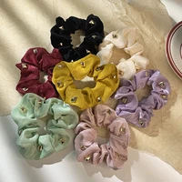 new style rivets decorated hair scrunchies women solid elastic hair rope hip hop rubber band ponytail holder fashion headwear
