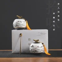 ceramic tea caddy box with lid tea storage ceramic container chinese tea cup gift set tea bag storage box tea caddies bg50tc