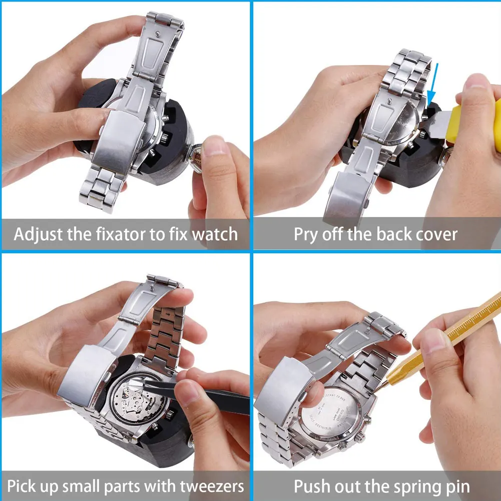 

Hand Tool Set Watch Repair Kit Watchmaker Tool Band Link Back Case Holder Openers Spring Bar Pin Tool Set