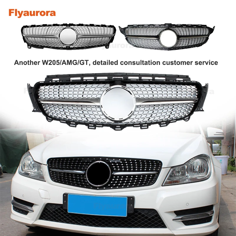 melhor Diamante Estrelado Amortecedor Dianteiro Do Carro Malha Grade Para Mercedes Para Benz C Classe W204 C180 C200 C300 2007-2014 Sem Emblema