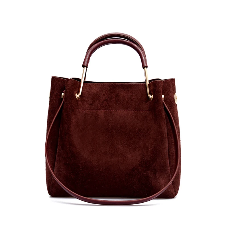 

Vintage Leather Women's Tote Luxury Faux Suede Crossbody Bags Ladies Handbags and Purses Female Solid color Shoulder