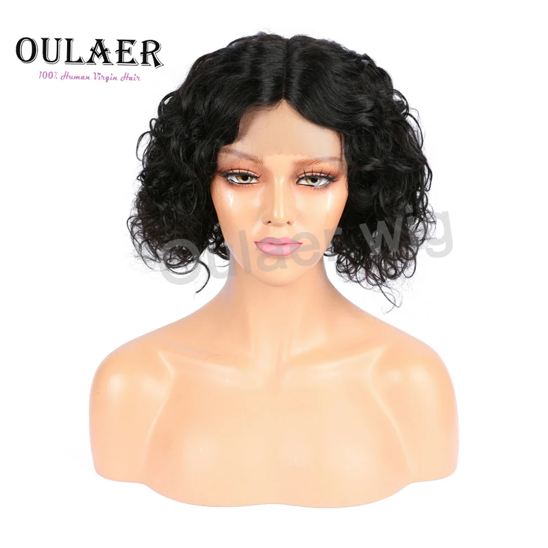 

Oulaer Brazilian Deep Wave Short Bob Frontal Human Hair Wigs 13x4 HD Transparent Lace Frontal Wig Pre Plucked For Black Women
