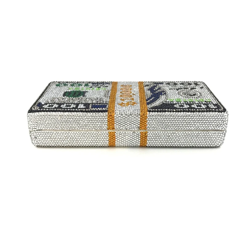 

Stack of Cash Rich Dollars Clutch Purses for Women Evening Bags Party Cocktail Rhinestone Handbags