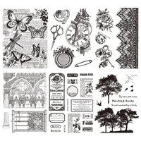 silicone transparent stamps assorted patterns clear stamp clothing butterfly architecture patterns for scrapbooking cards diy