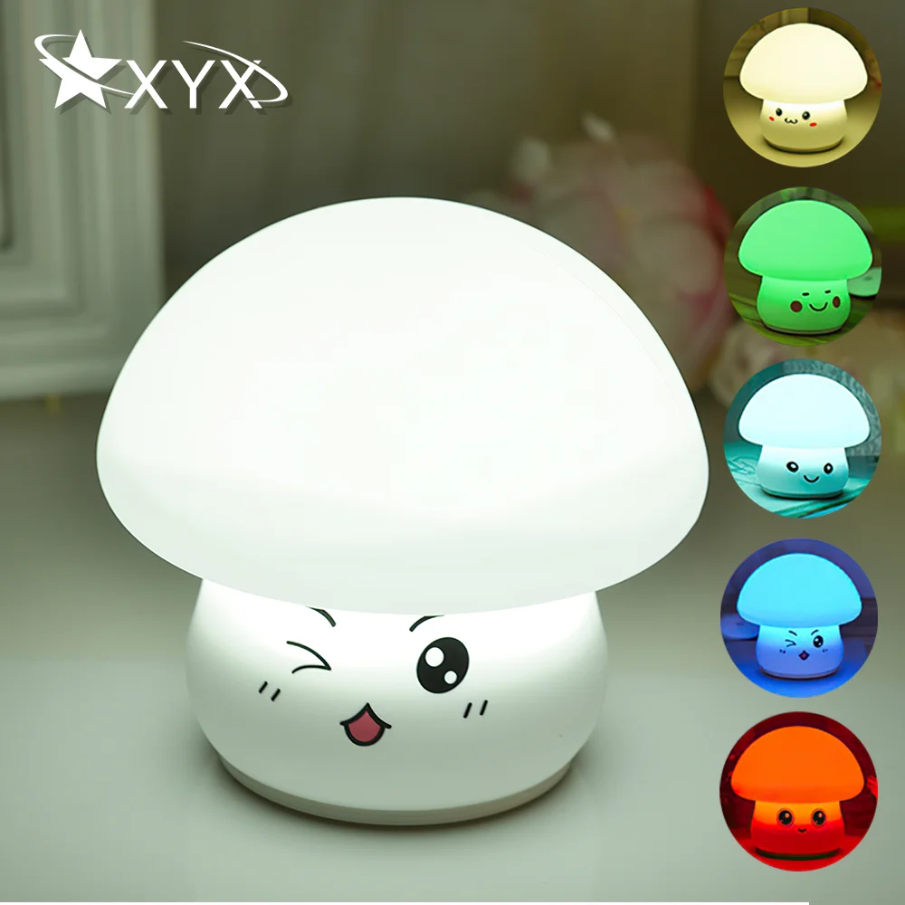 

Led Children Night Light For Kids Cute Silicone USB For Home Kawaii Bedroom Decor Touch Mushroom Table Lamp Girl Birthday Gift