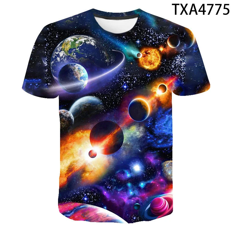 

Astronaut Space Milky Way Universe Planet 3D Printed T Shirt Summer Men Women Children Short Sleeve Boy Girl Kids Streetwear