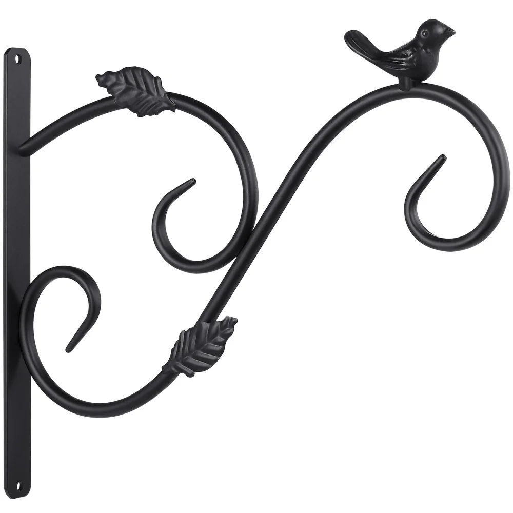 

HOMEMAXS 2 Pack Hanging Plant Brackets Wall Mount Iron Hangers Hooks for Hanging Plants Lantern Bird Feeder Wind Chimes (Bird