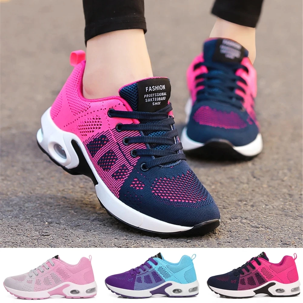 

2021 Spring Women Shoes Flats Lady Fashion Casual Breathable Sneakers Mesh Running Shoes Women Sport Flat Platform Plus Size