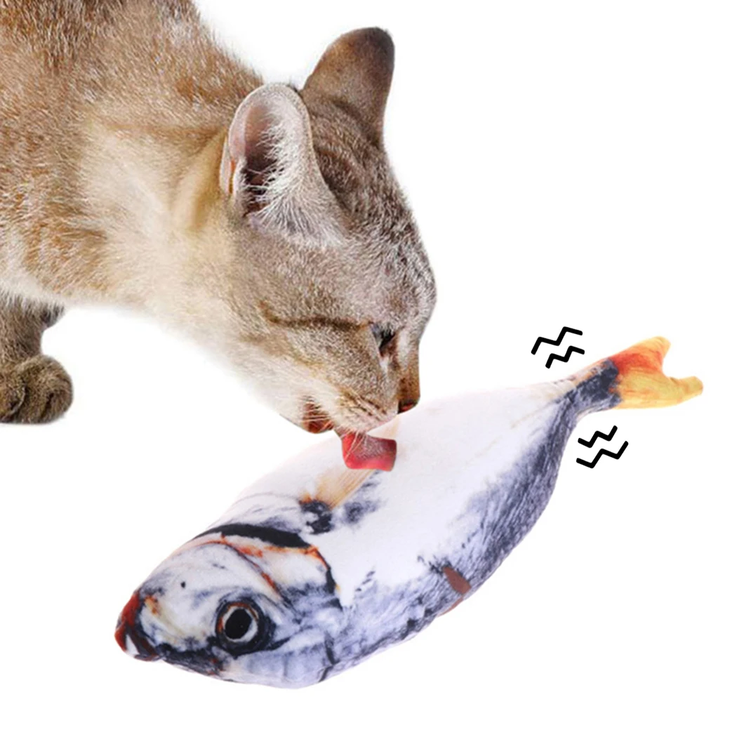 30cm Electronic Pet Cat Simulation Fish Toy USB Battery Charging Cat Chewing Playing Toy Biting Supp