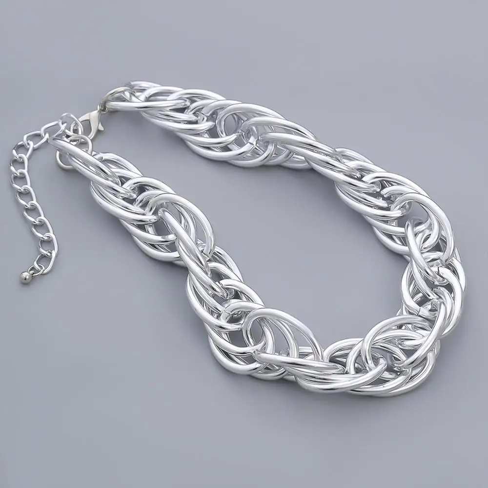 

Gothic Twisted Chain Neckalce for Women Gold Color Exaggerated Thicken Chunky Men Choker Necklace Hip-Hop Boys CooL Neck Collar