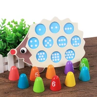 cute wood hedgehog color sorted board kids number shape recognition classified toy stacking block puzzle early childhood gift
