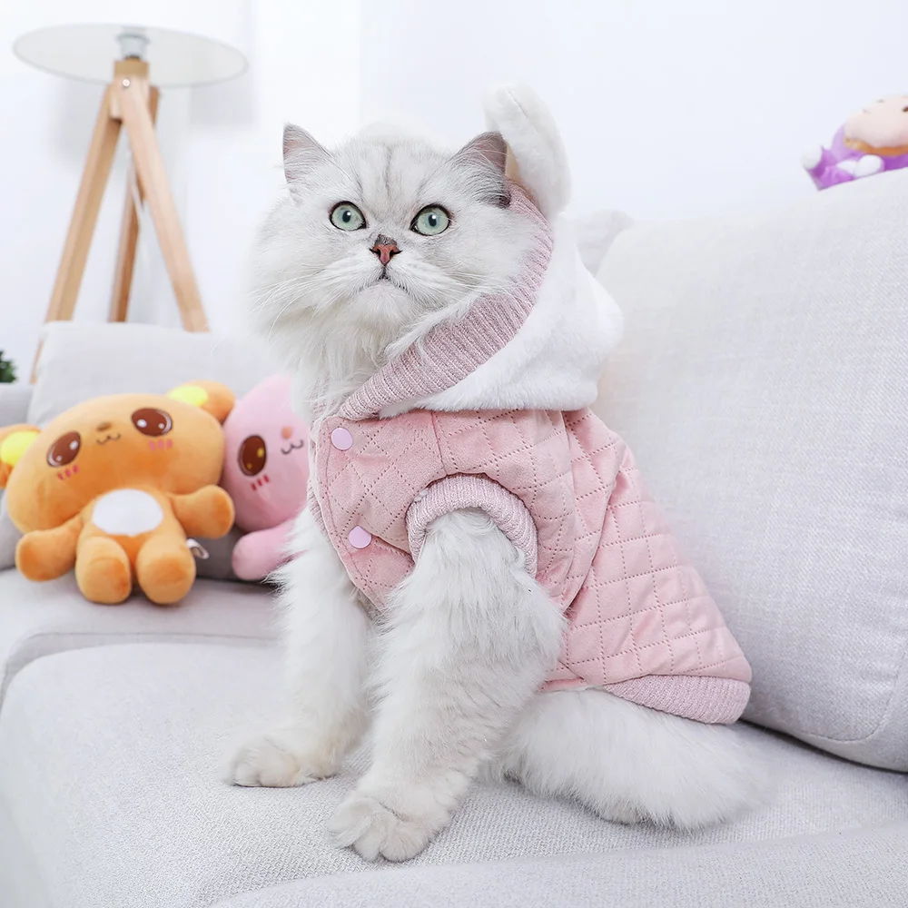 Теплая одежда для кошек HOOPET, зимняя куртка для питомцев, щенков, котят, пальто, толстовки для маленьких и средних собак, кошек, чихуахуа, одежда, костюм