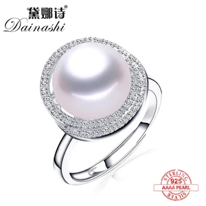 Женское кольцо из серебра 100% пробы, с пресноводным жемчугом