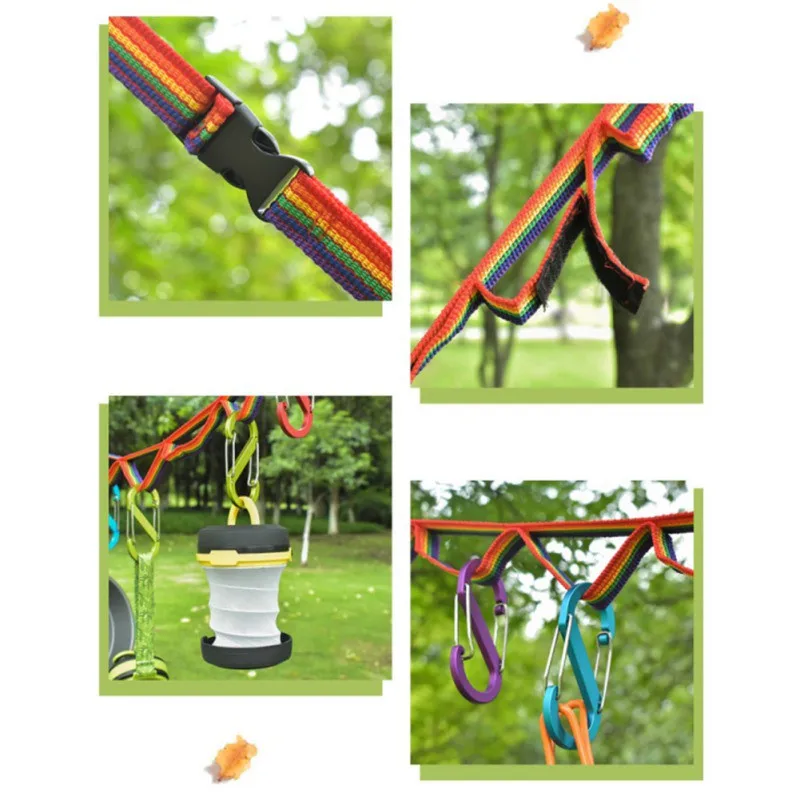 Уличный шнурок для кемпинга с крючками цветной двухслойный регулируемый шнур