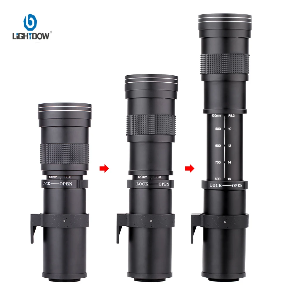 

Lightdow 420-800mm F/8.3-16 Super Telephoto Manual Zoom Lens+T2 Adapter ring for Canon EOS EF Nikon Sony Pentax DSLR Cameras