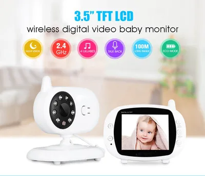 

3.5 Inch TFT LCD Wireless Digital Video Baby Monitor Ip Camera 2.4G 2 WAY TALKBACK Night Vision IR LED Temperature Monitor