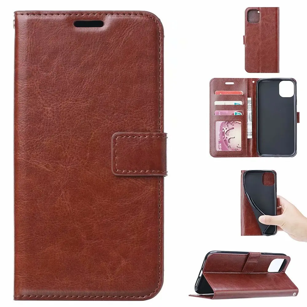 

100pcs/Lot For Google Pixel 6 5 4 3 3a XL Crazy Horse Wallet Leather Case Photo Frame Card Slots Cover For Google Pixel 3 XL