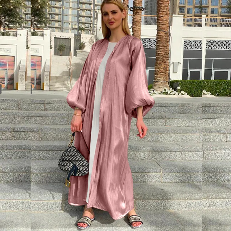 

Eid Mubarak Abayas for Women Dubai Abaya Kimono Muslim Hijab Dress Arabic Summer Maxi Bubble Sleeve Turkish Dresses Islam Kaftan
