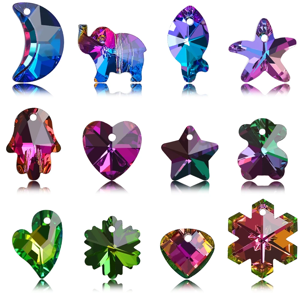 

Colorful Pendant Crystal Beads For Jewelry Making Bulk 20pcs Austria Lampwork Glass Beads For Bracelets Earring Charm DIY Crafts